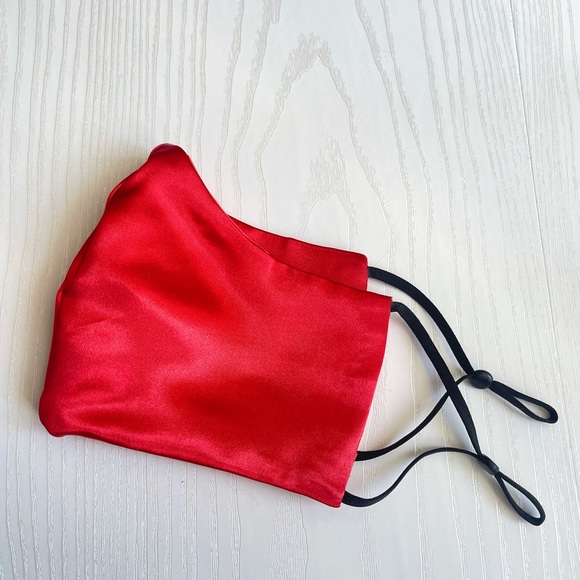 Red Double Satin Mask with Adjustable Straps, Formal Masks, Date Night, Party - Picture 1 of 3